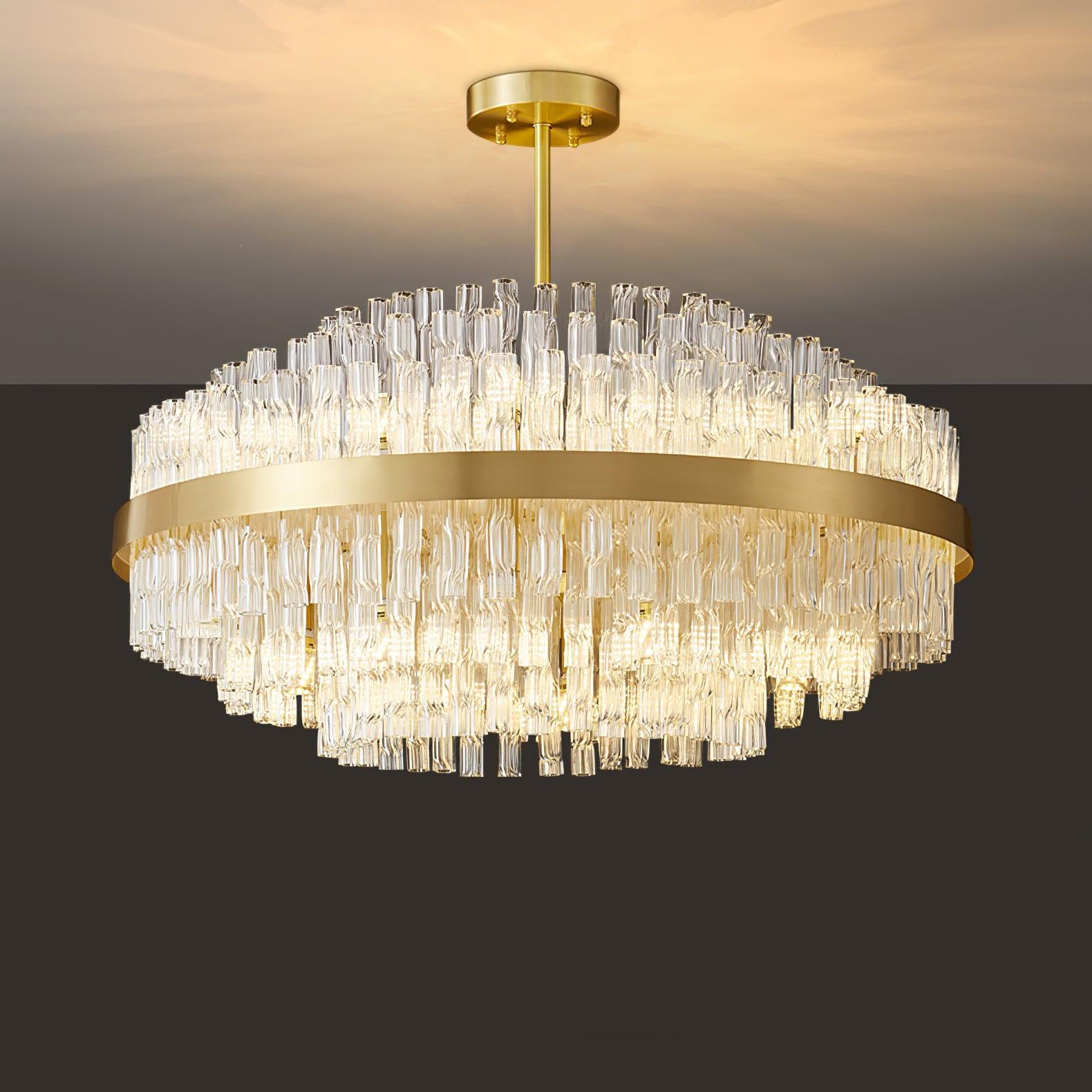 Lustra Chandelier Gold Clear Rod Elegant - Letslighting