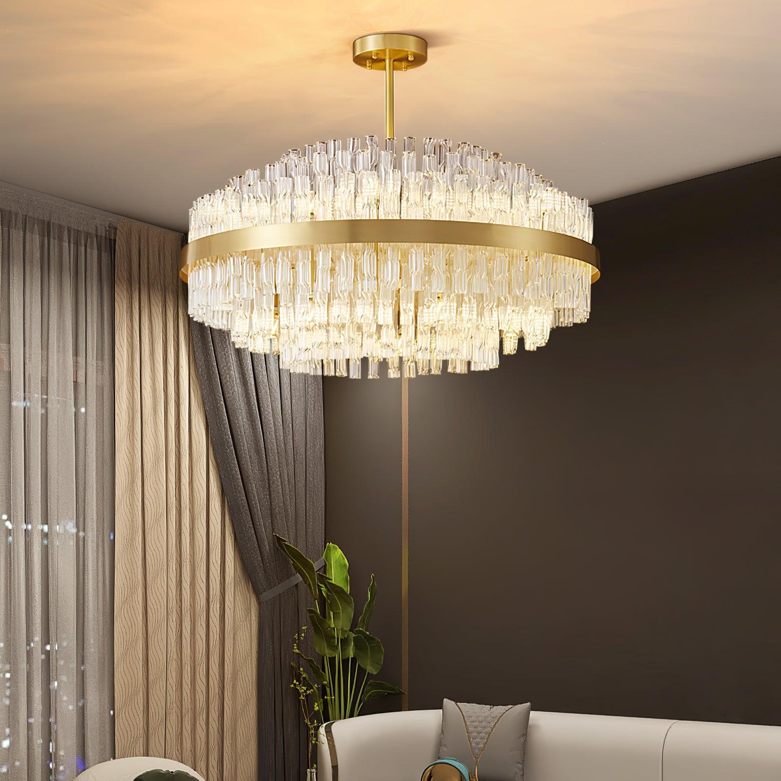 Lustra Chandelier Gold Clear Rod Elegant - Letslighting