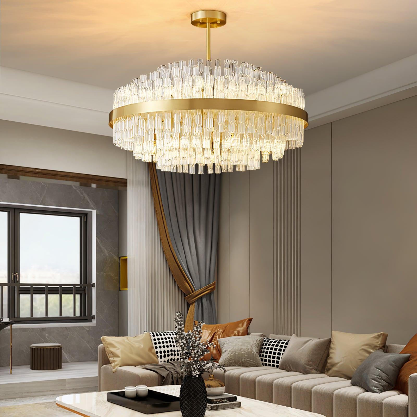 Lustra Chandelier Gold Clear Rod Elegant - Letslighting