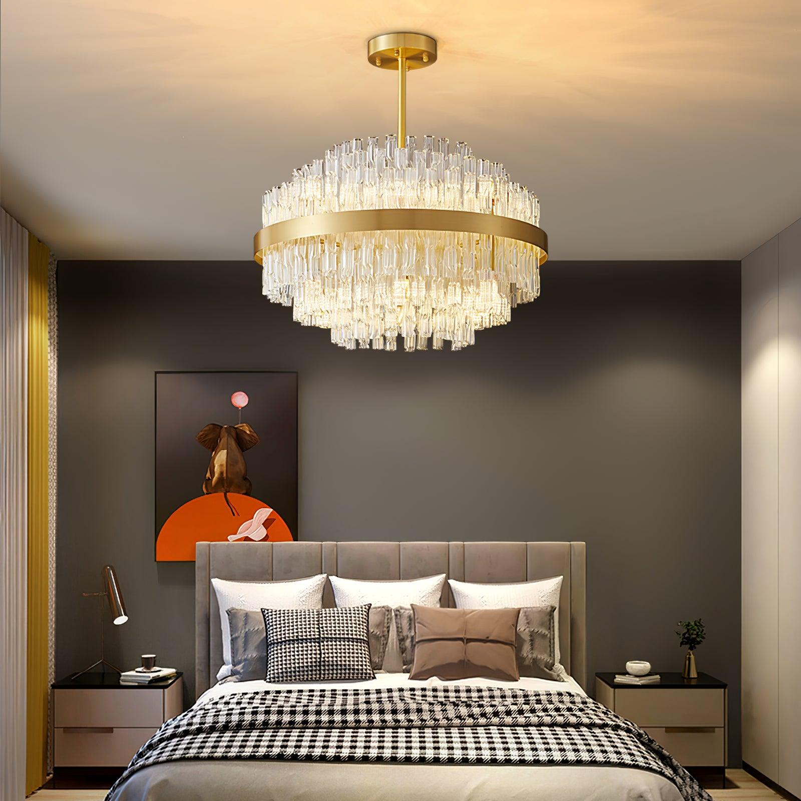 Lustra Chandelier Gold Clear Rod Elegant - Letslighting
