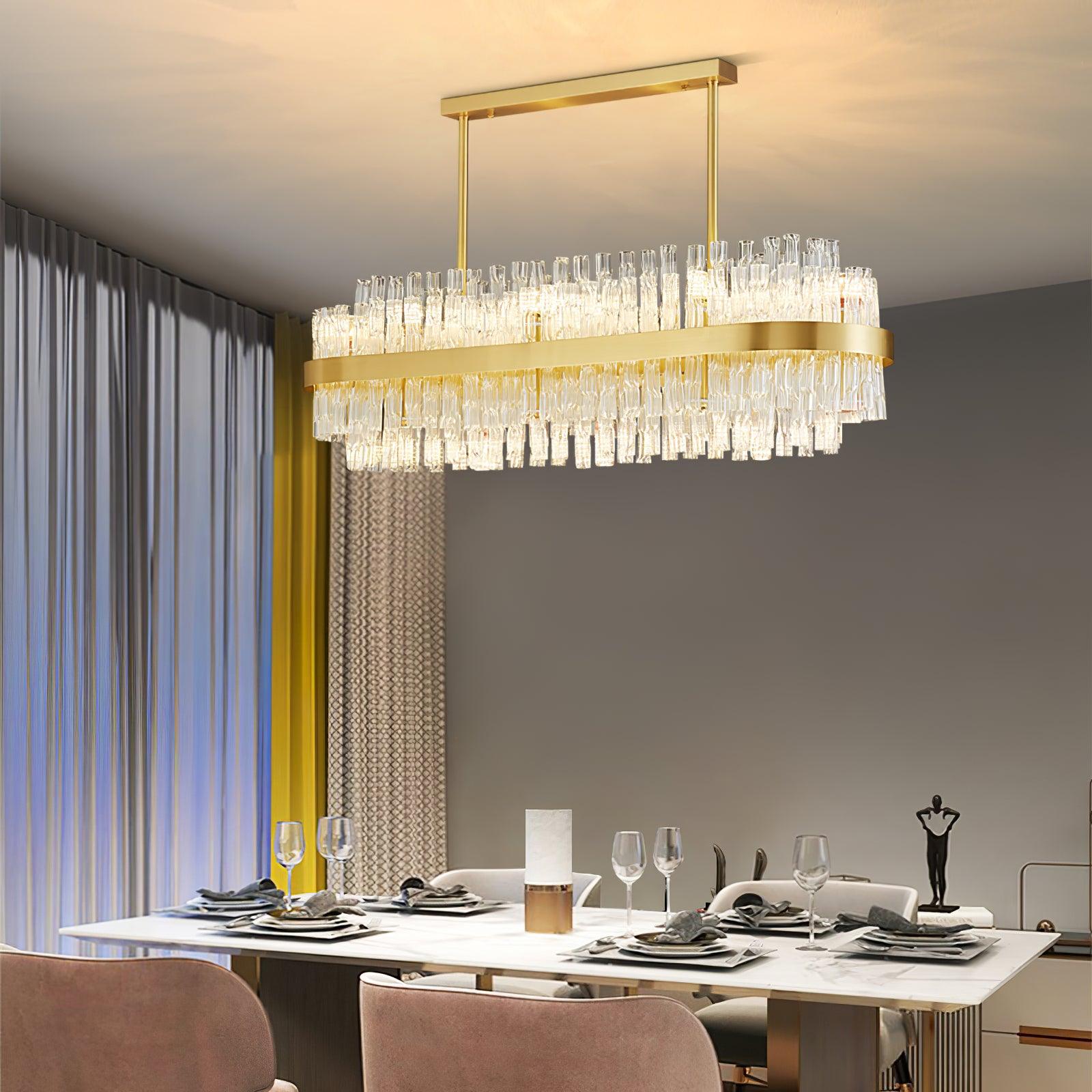 Lustra Chandelier Gold Clear Rod Elegant - Letslighting