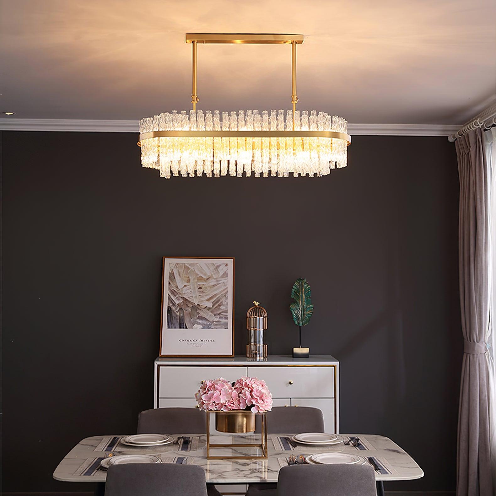 Lustra Chandelier Gold Clear Rod Elegant - Letslighting
