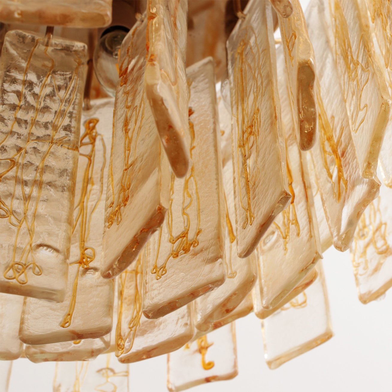 Aurora Chandelier Golden Amber Glass Layered Geometric Luxury - Letslighting