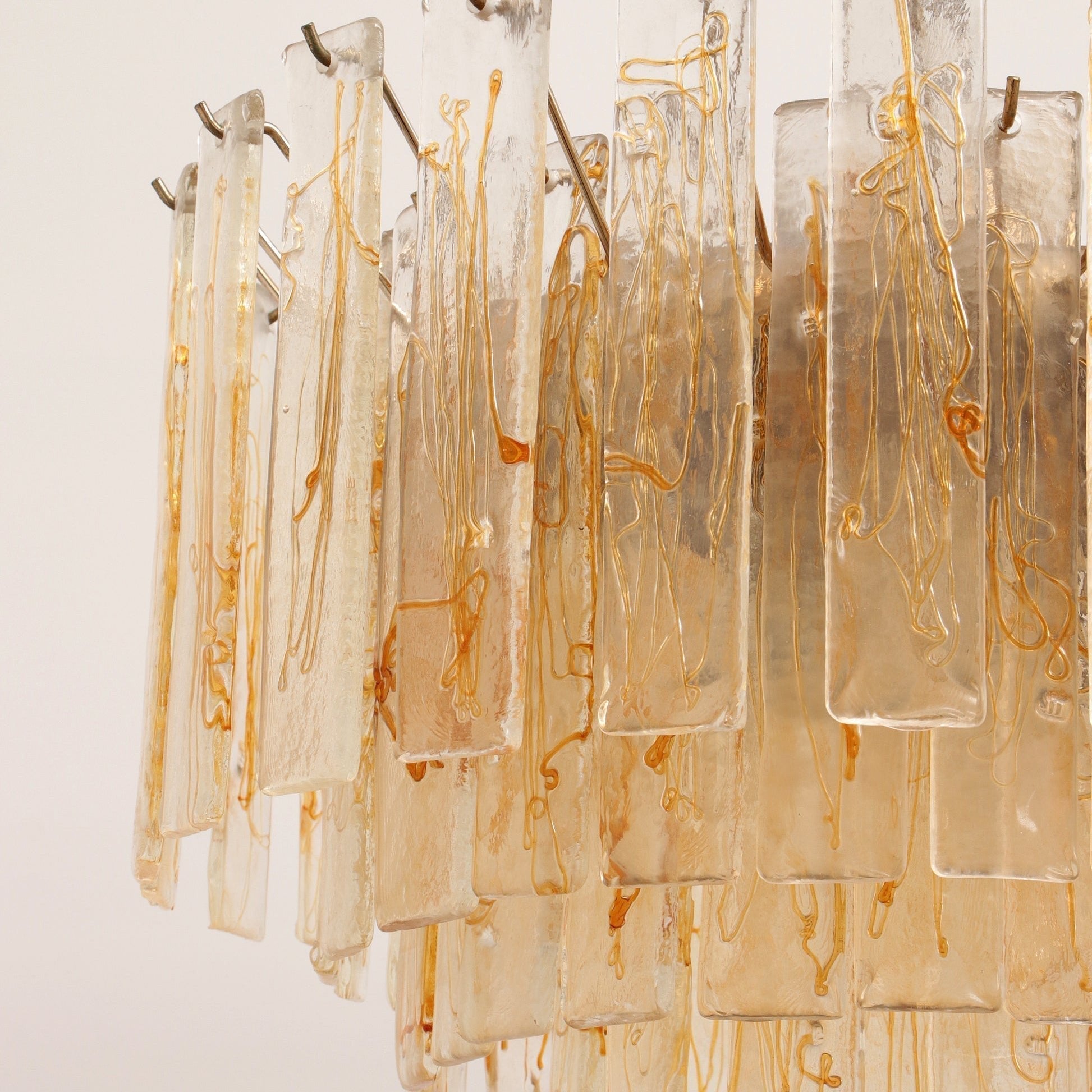 Aurora Chandelier Golden Amber Glass Layered Geometric Luxury - Letslighting