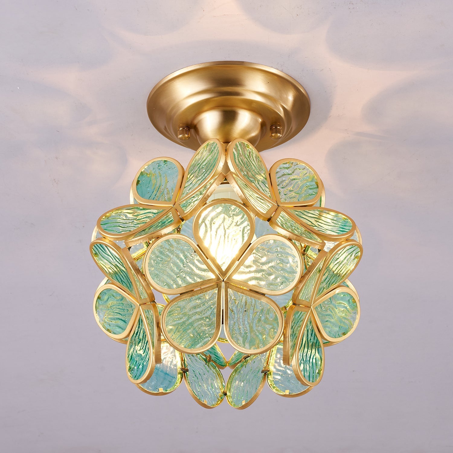 Ullaeiel Postmodern Luxury Bloom Golden Glass Ceiling Light - Letslighting
