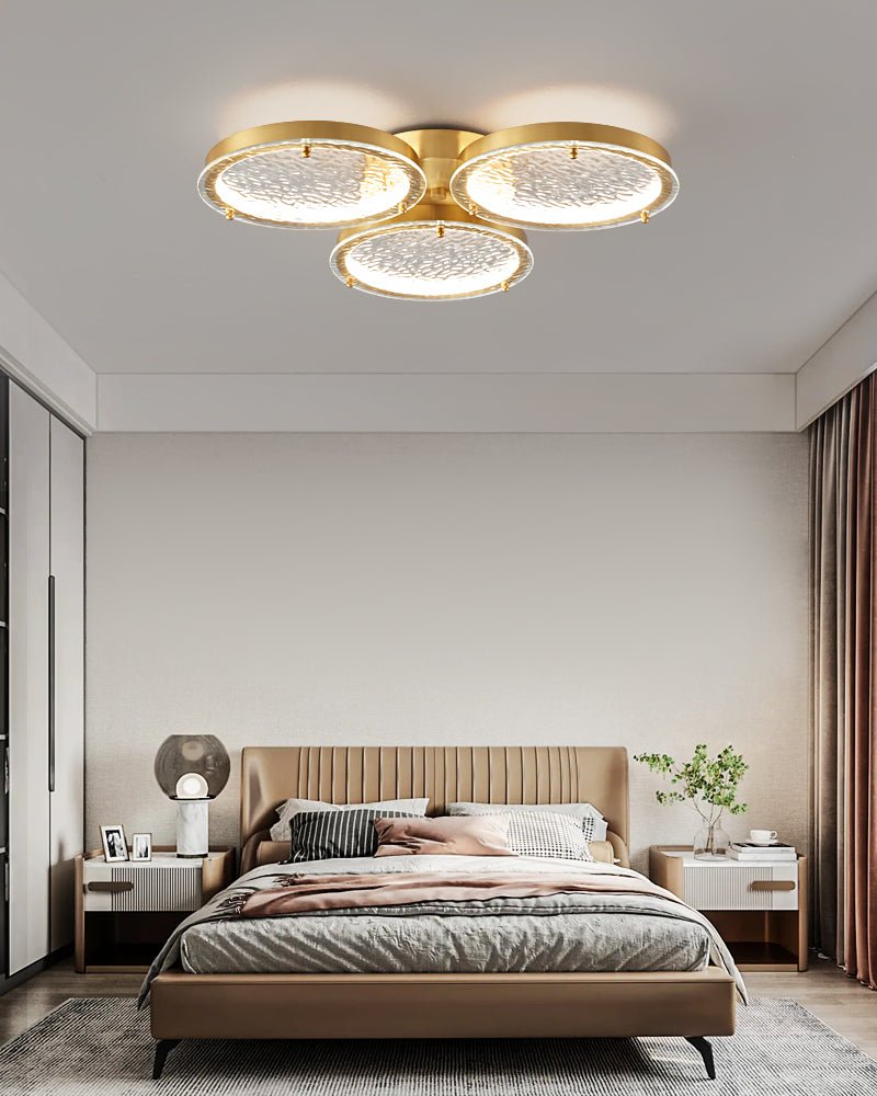 Itale Unique Rings Golden Brass Glass Ceiling Light - Letslighting