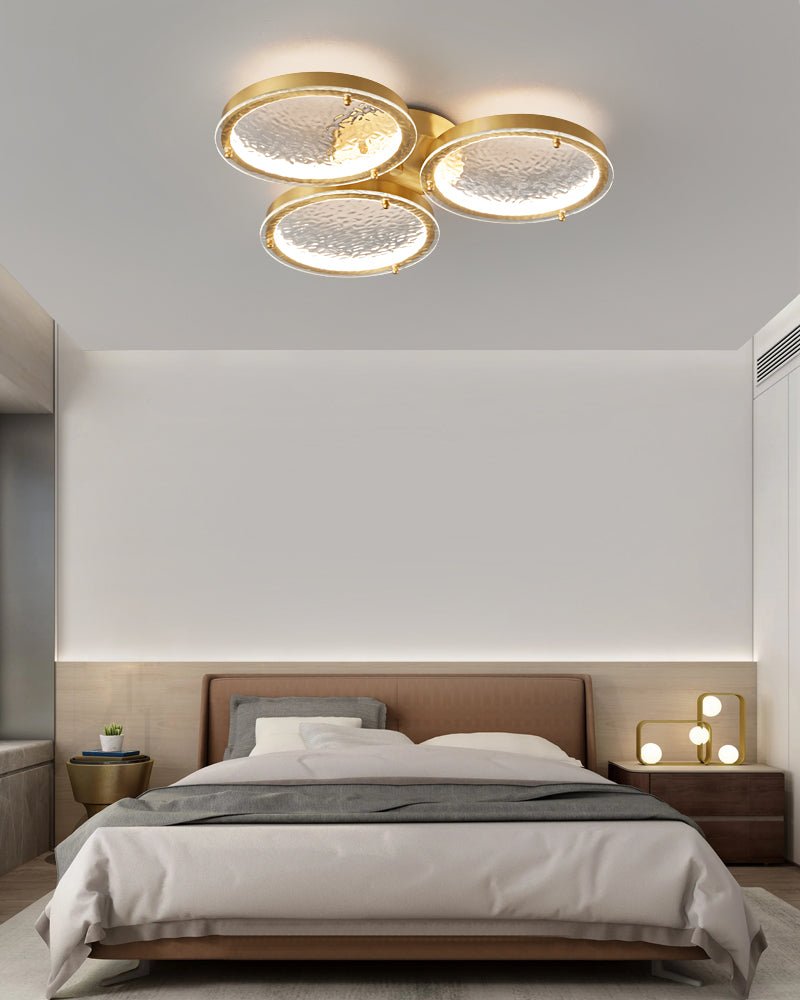 Itale Unique Rings Golden Brass Glass Ceiling Light - Letslighting