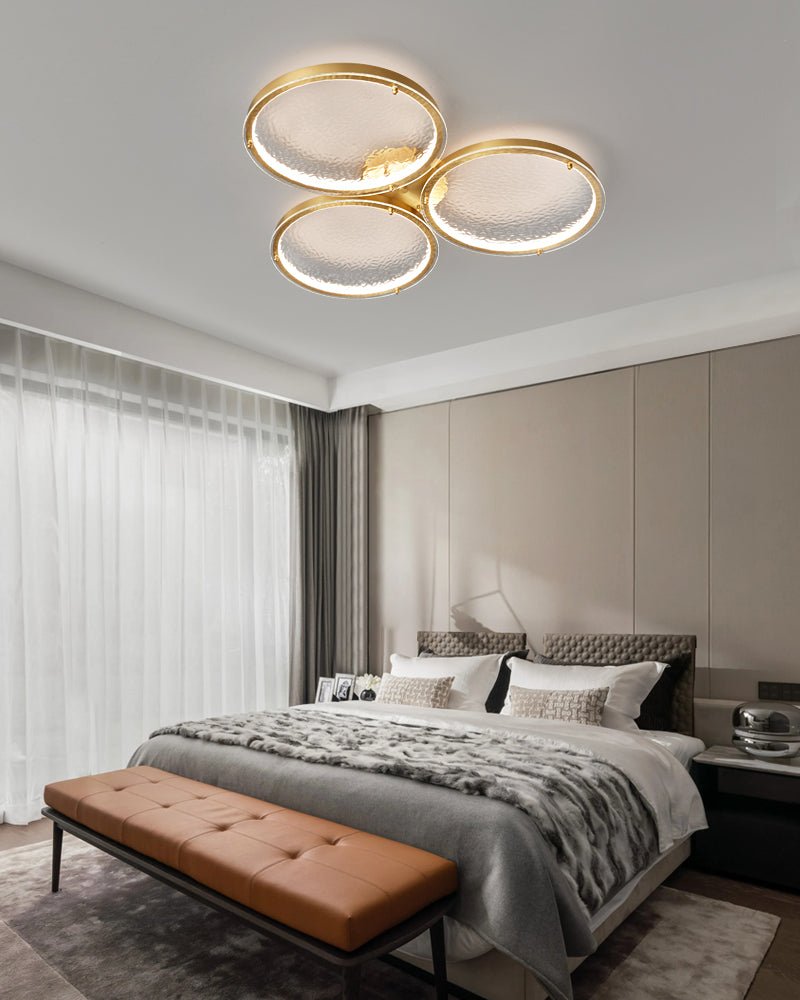 Itale Unique Rings Golden Brass Glass Ceiling Light - Letslighting