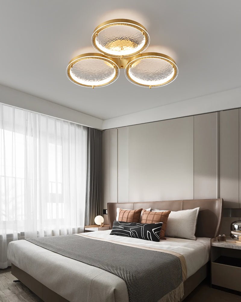 Itale Unique Rings Golden Brass Glass Ceiling Light - Letslighting