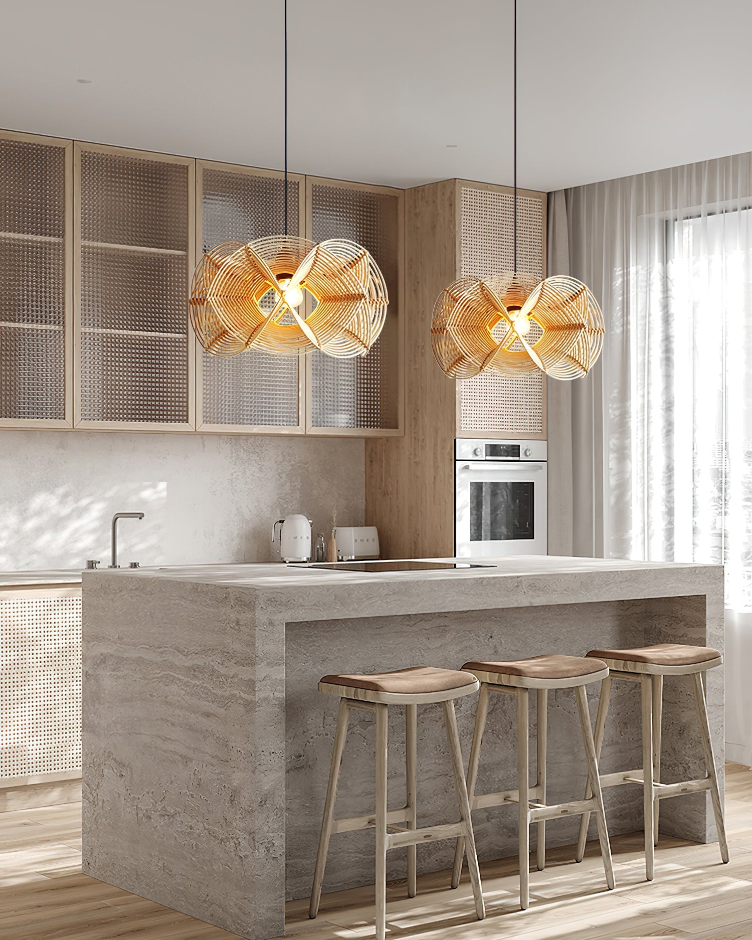 Golven Pendant Lamp Woven Rattan Organic Artistic - Letslighting