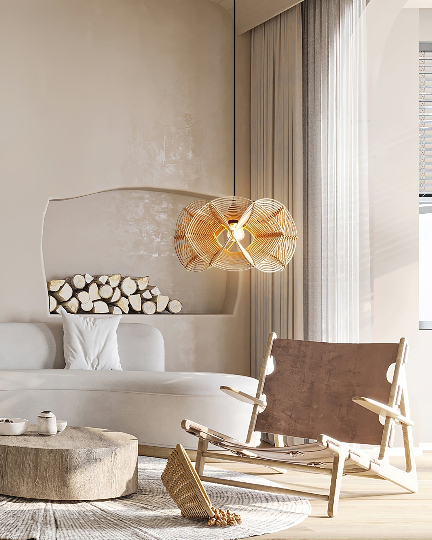 Golven Pendant Lamp Woven Rattan Organic Artistic - Letslighting