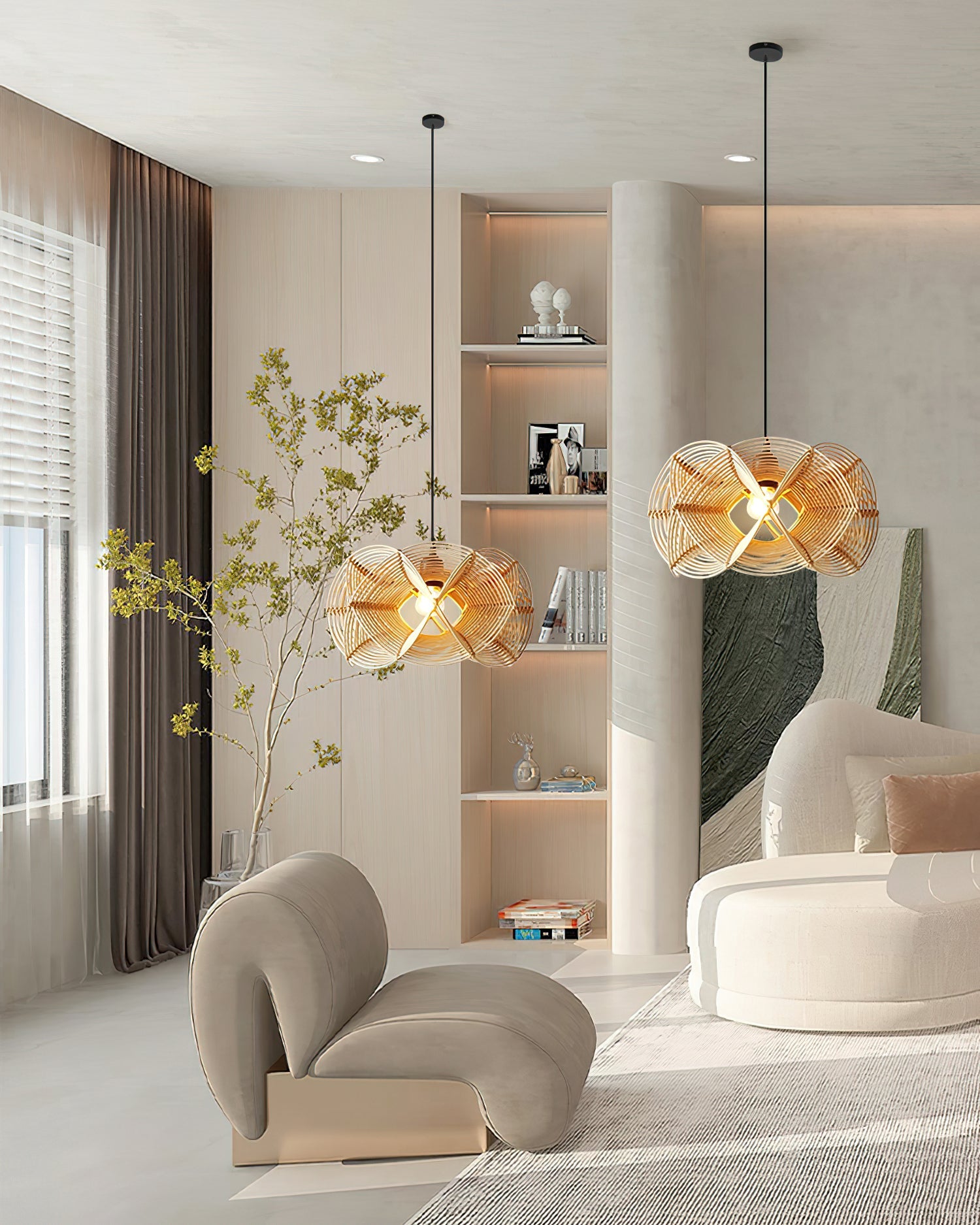 Golven Pendant Lamp Woven Rattan Organic Artistic - Letslighting