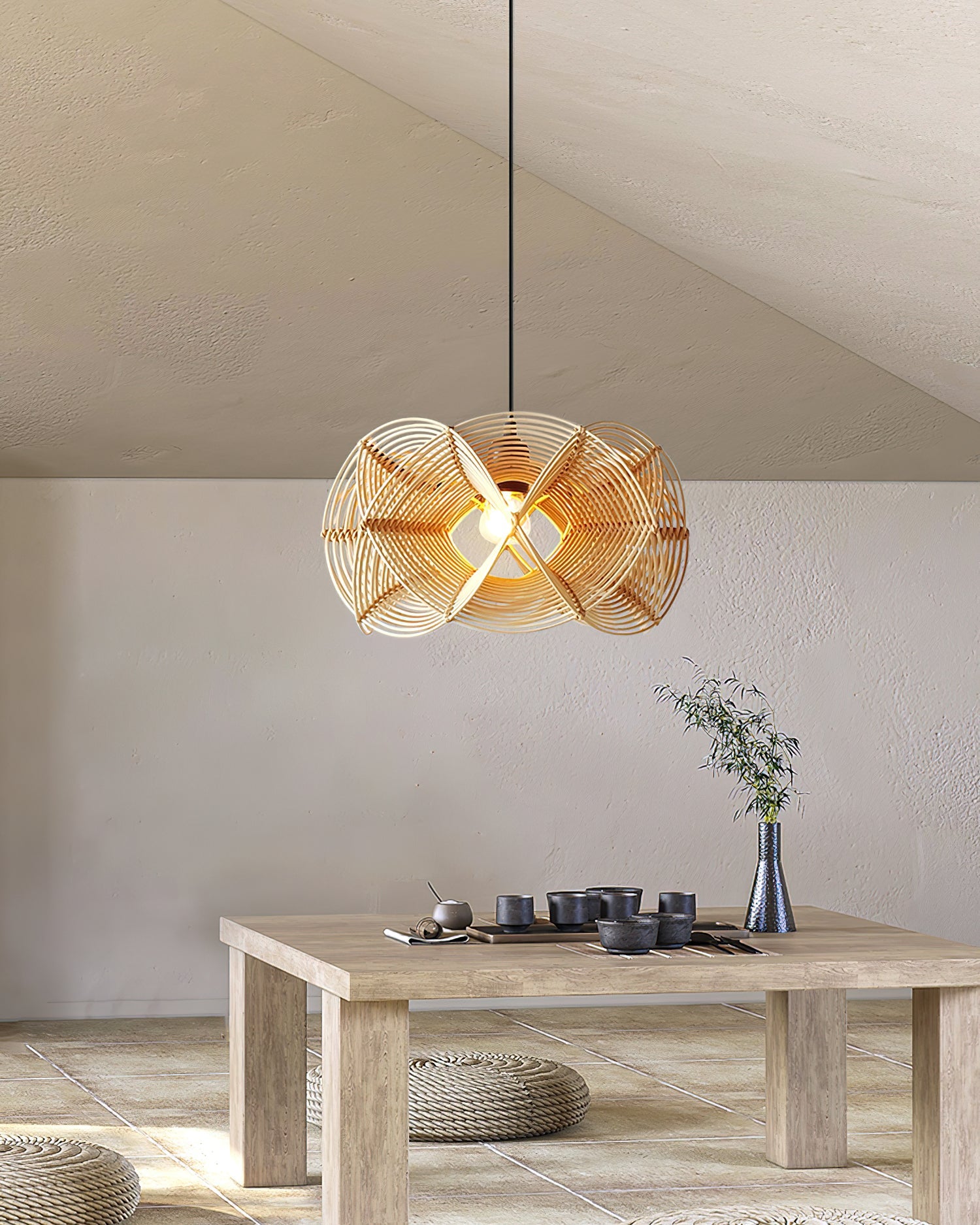 Golven Pendant Lamp Woven Rattan Organic Artistic - Letslighting