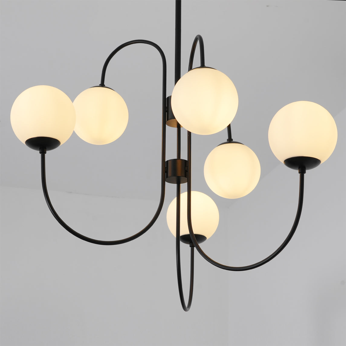 Lustra Chandelier Brass Globe Cluster Curved Arm - Letslighting