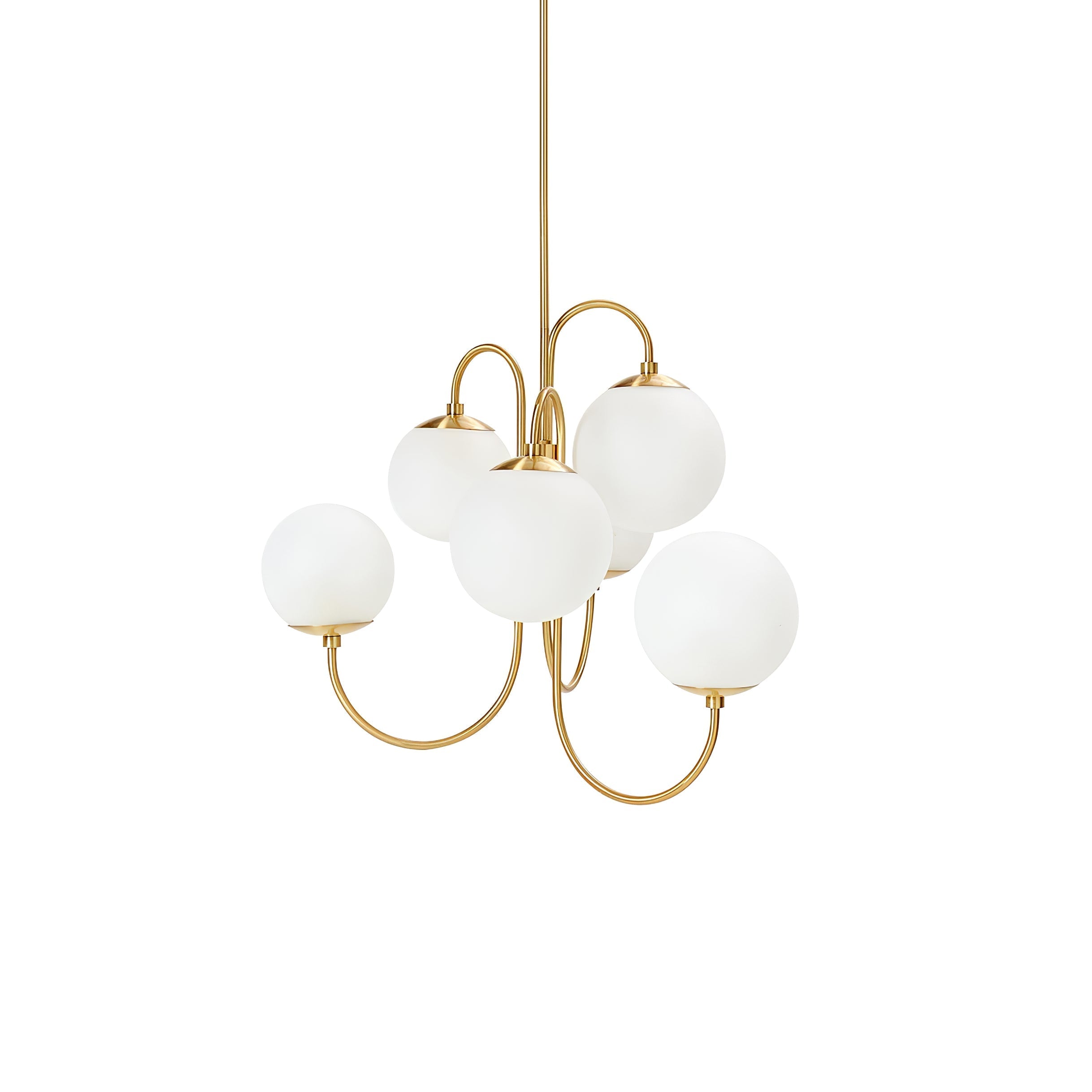 Lustra Chandelier Brass Globe Cluster Curved Arm - Letslighting