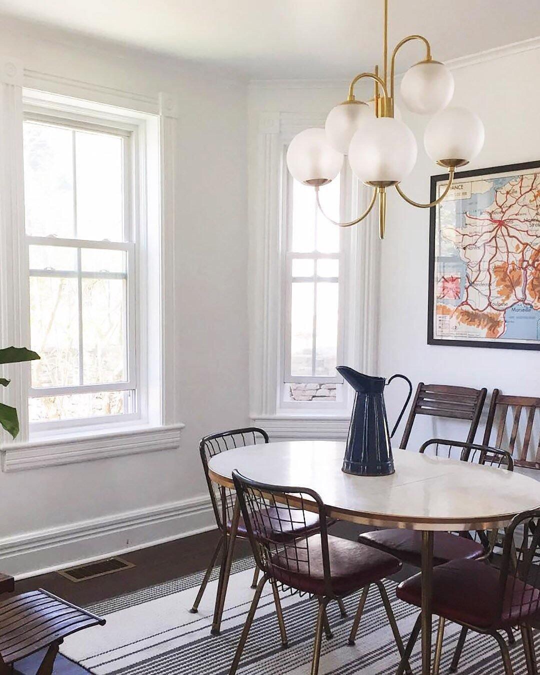 Lustra Chandelier Brass Globe Cluster Curved Arm - Letslighting