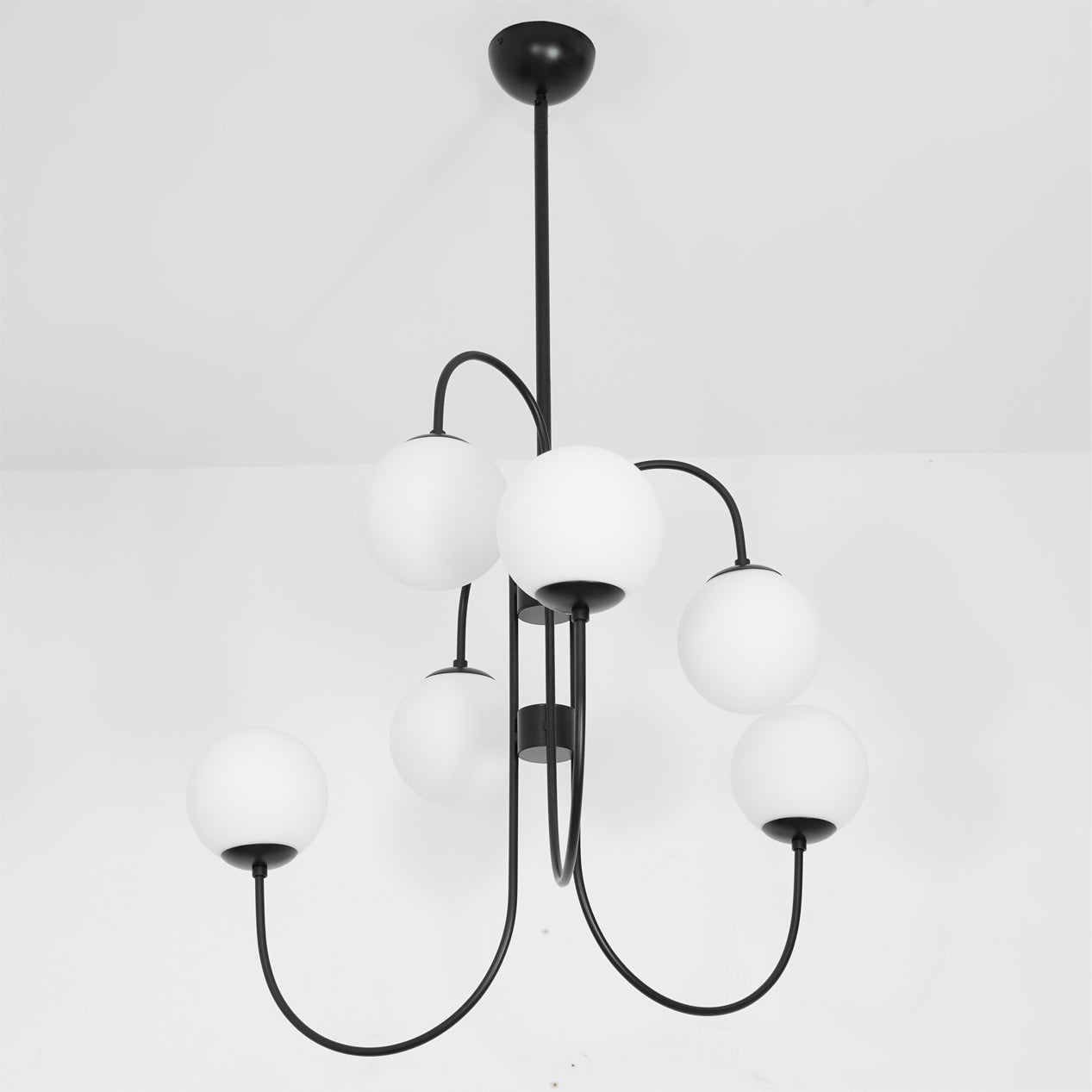 Lustra Chandelier Brass Globe Cluster Curved Arm - Letslighting