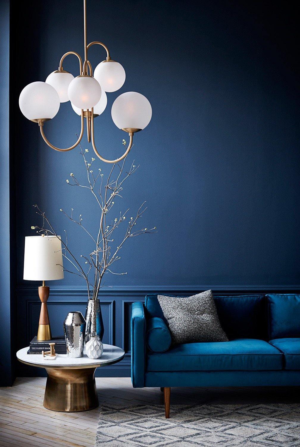 Lustra Chandelier Brass Globe Cluster Curved Arm - Letslighting