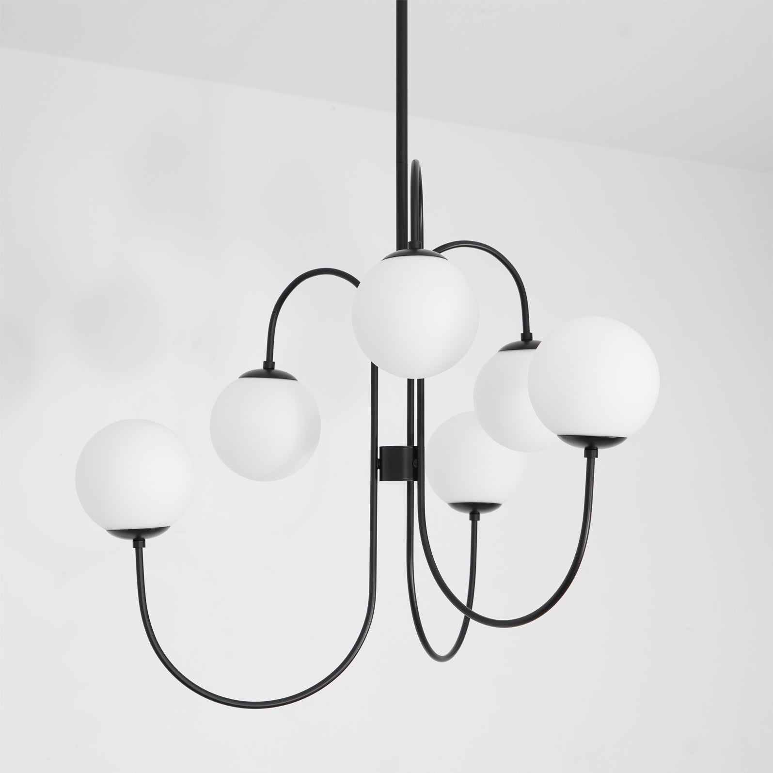 Lustra Chandelier Brass Globe Cluster Curved Arm - Letslighting