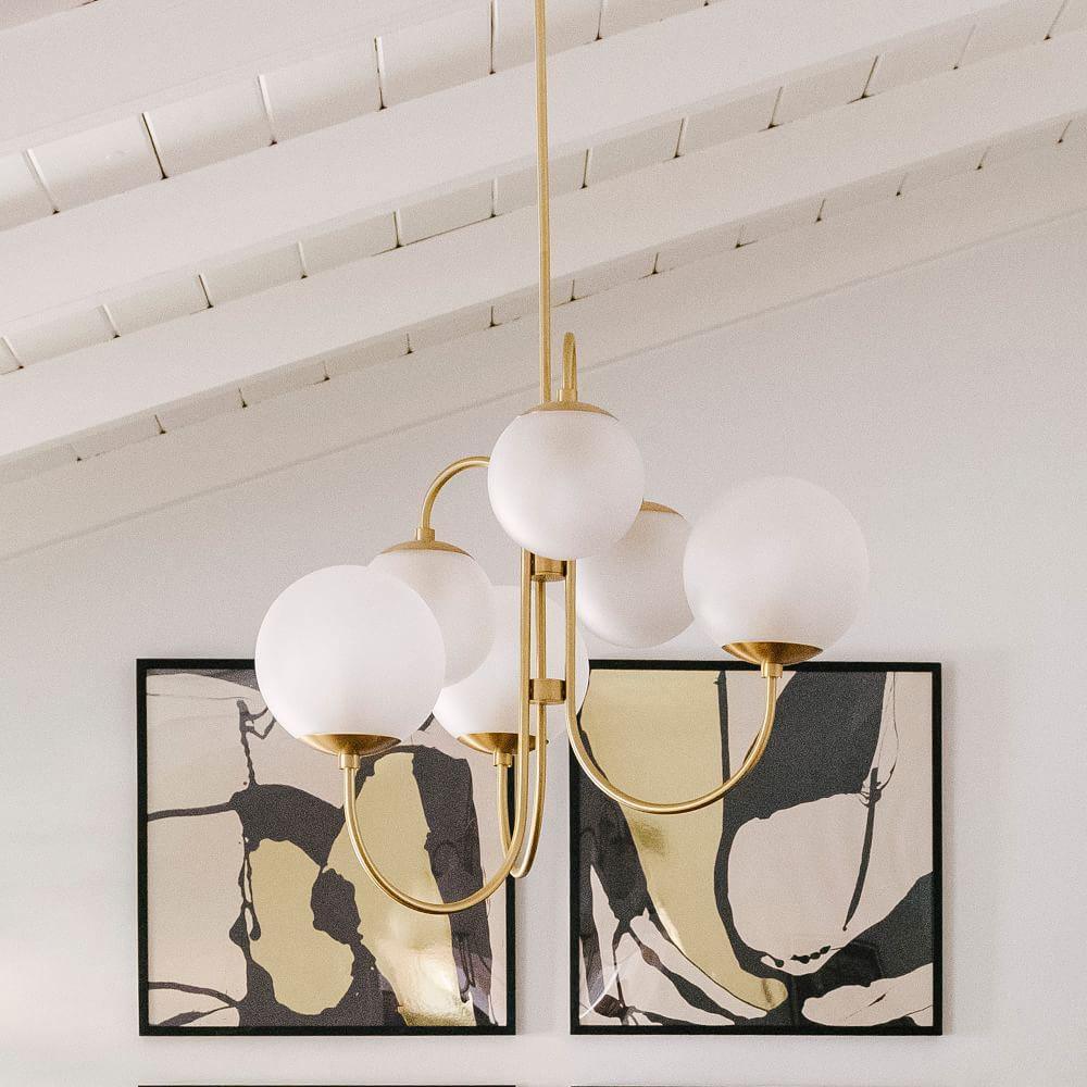 Lustra Chandelier Brass Globe Cluster Curved Arm - Letslighting