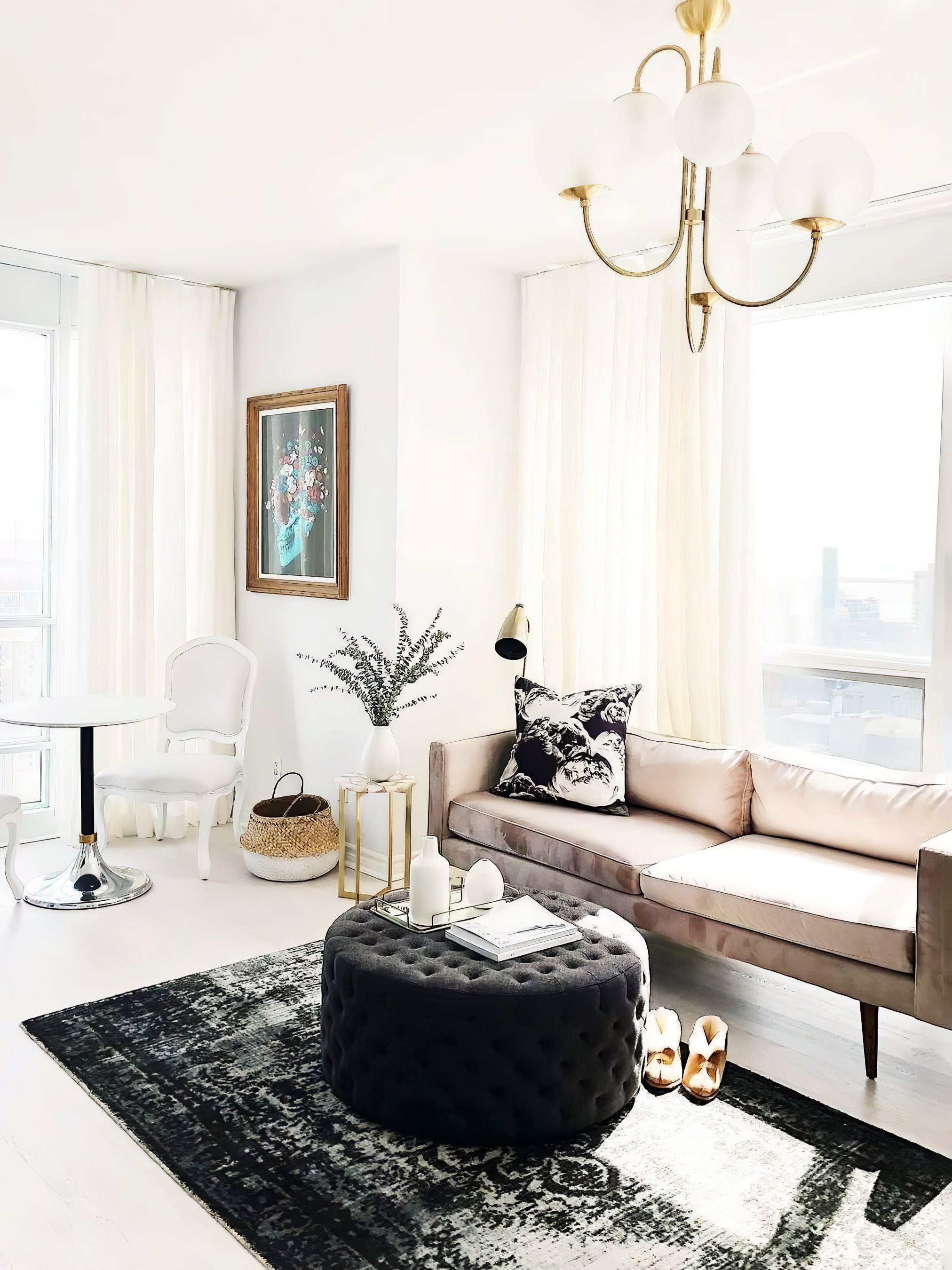 Lustra Chandelier Brass Globe Cluster Curved Arm - Letslighting