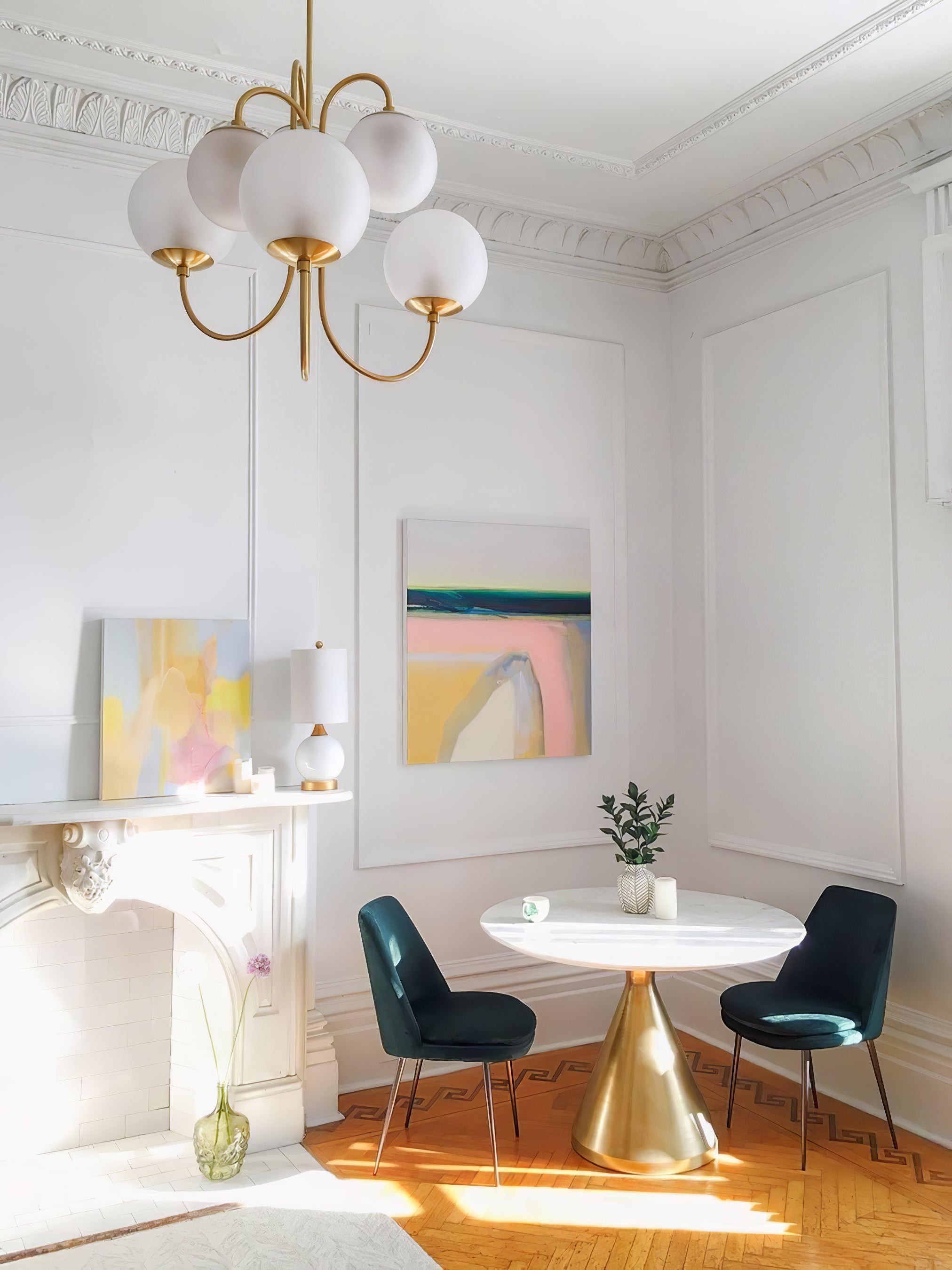 Lustra Chandelier Brass Globe Cluster Curved Arm - Letslighting