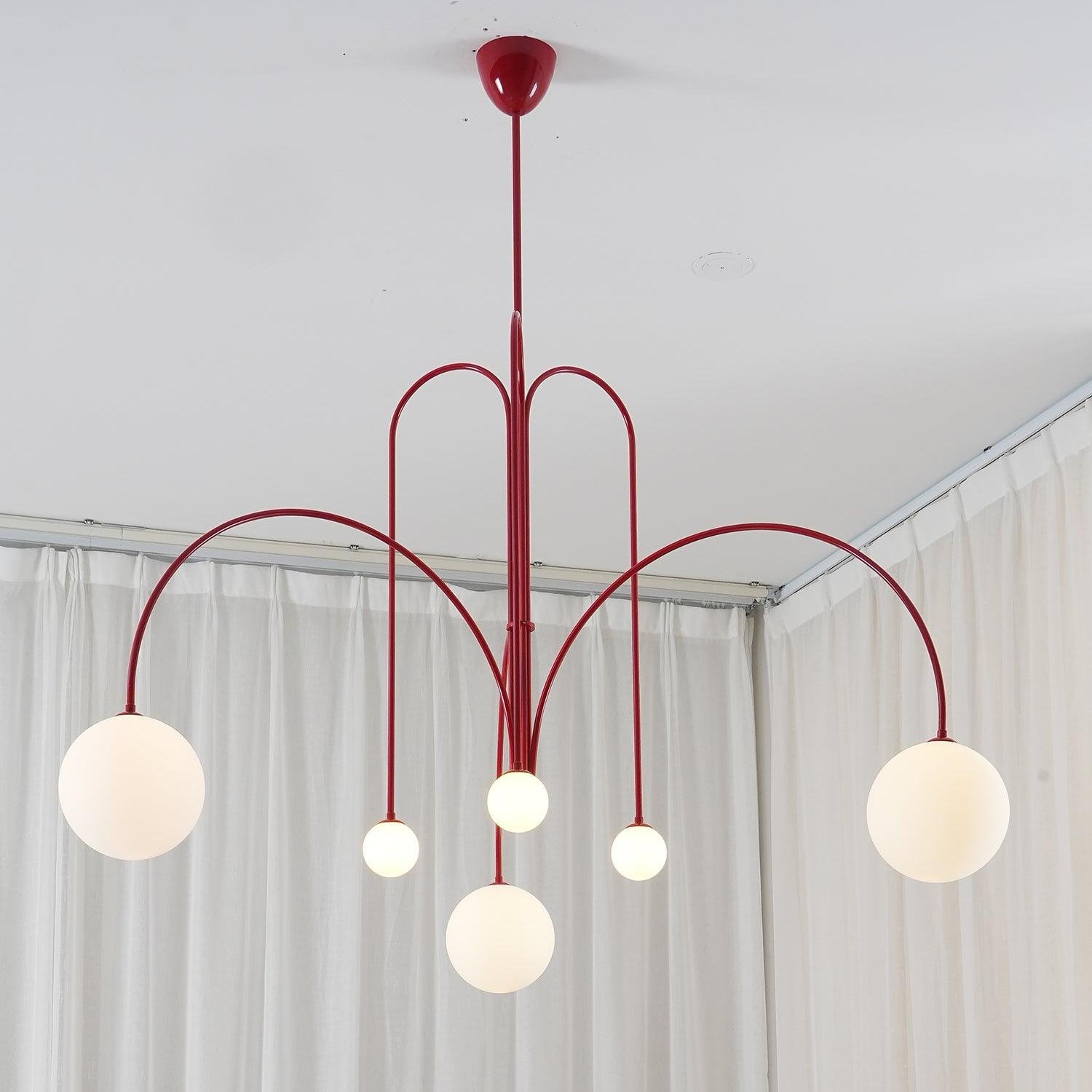 Lustra Chandelier Red Globe Modern - Letslighting