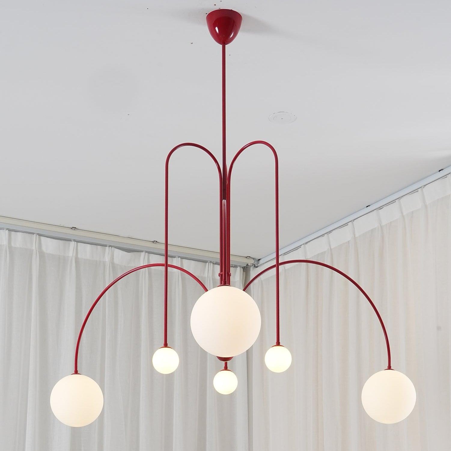 Lustra Chandelier Red Globe Modern - Letslighting