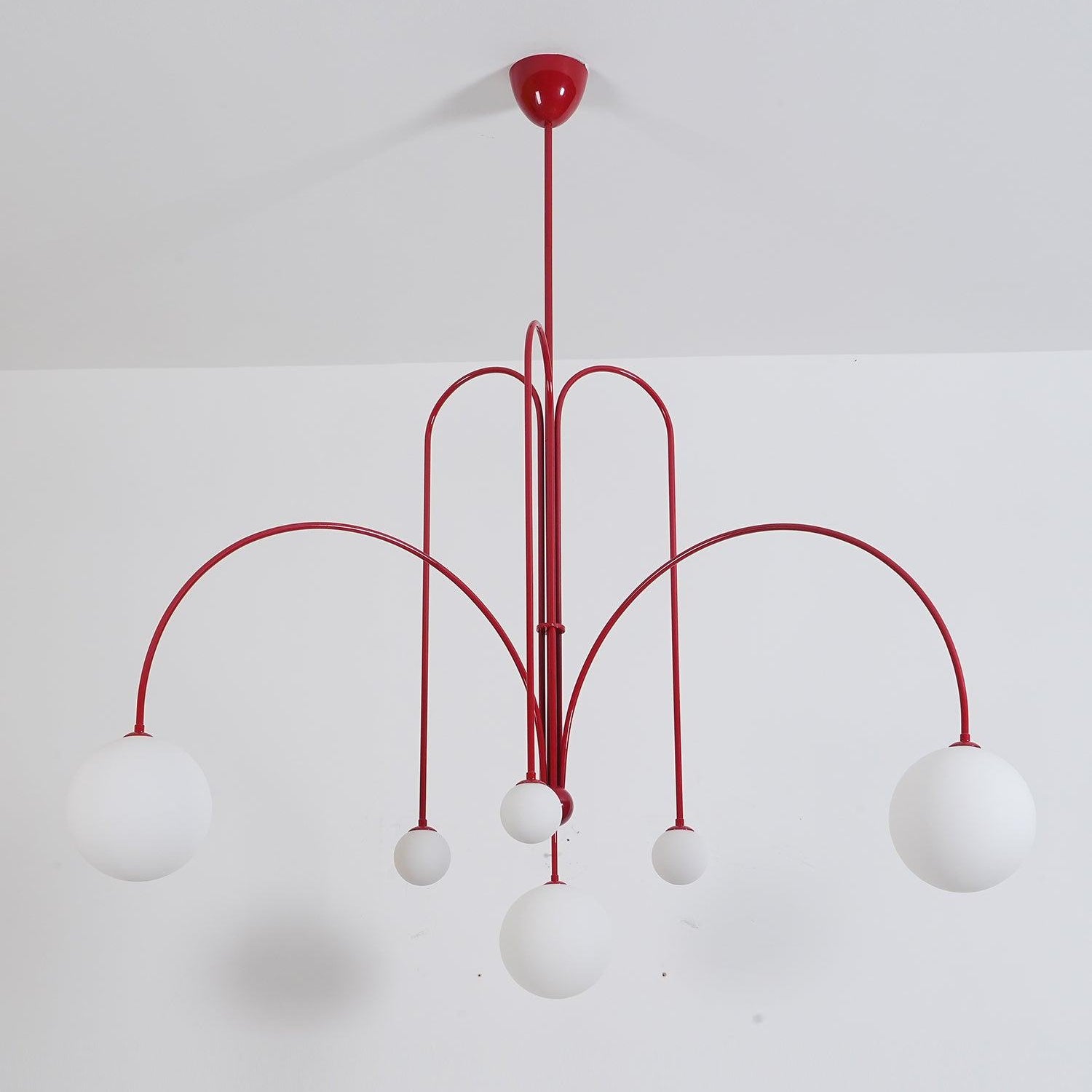 Lustra Chandelier Red Globe Modern - Letslighting