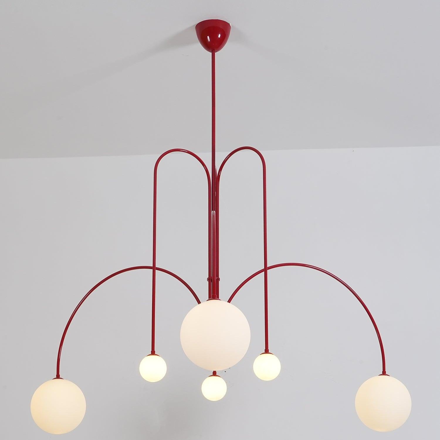 Lustra Chandelier Red Globe Modern - Letslighting