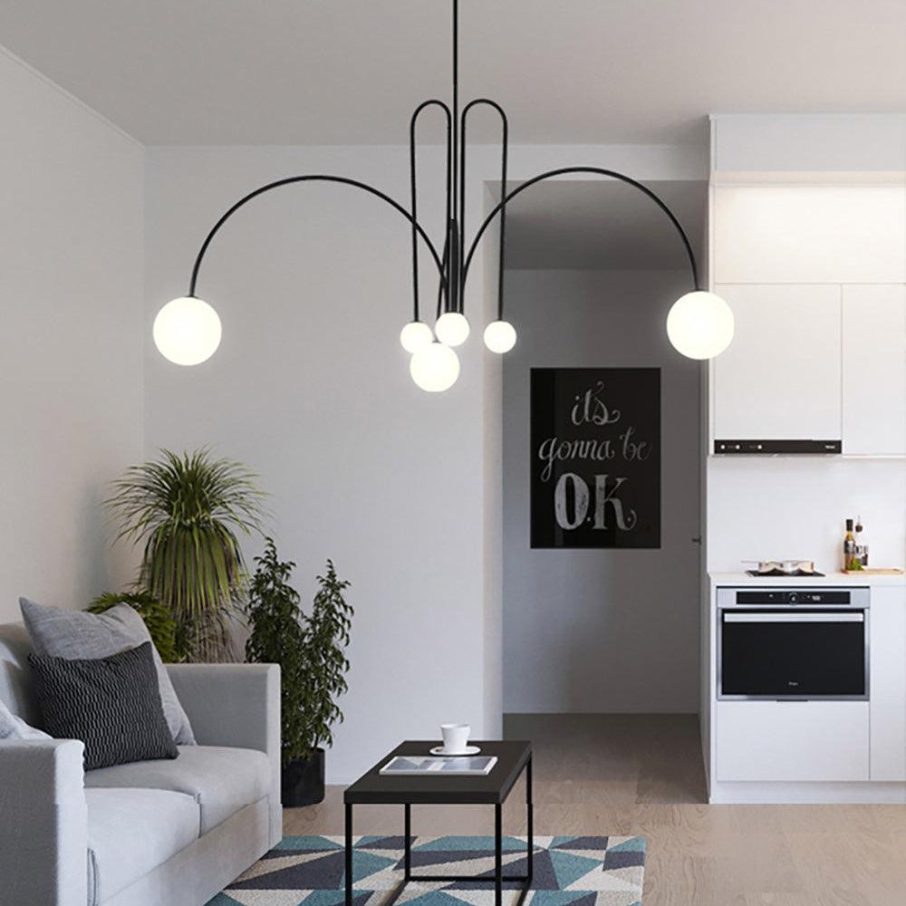Lustra Chandelier Red Globe Modern - Letslighting