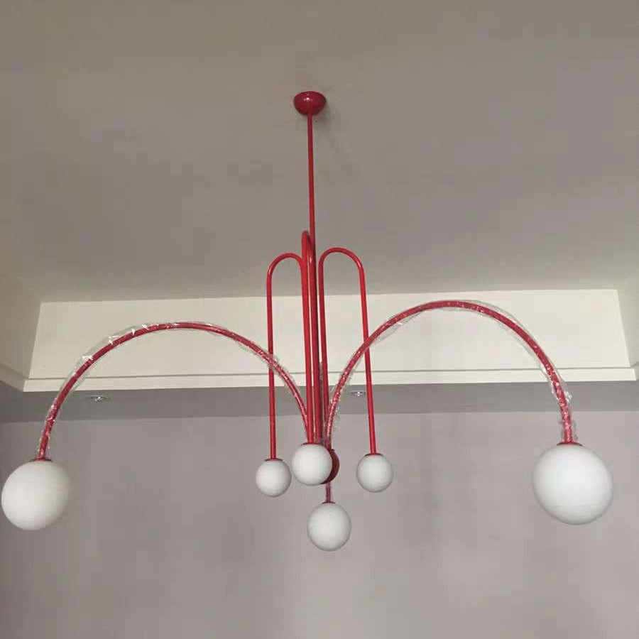Lustra Chandelier Red Globe Modern - Letslighting