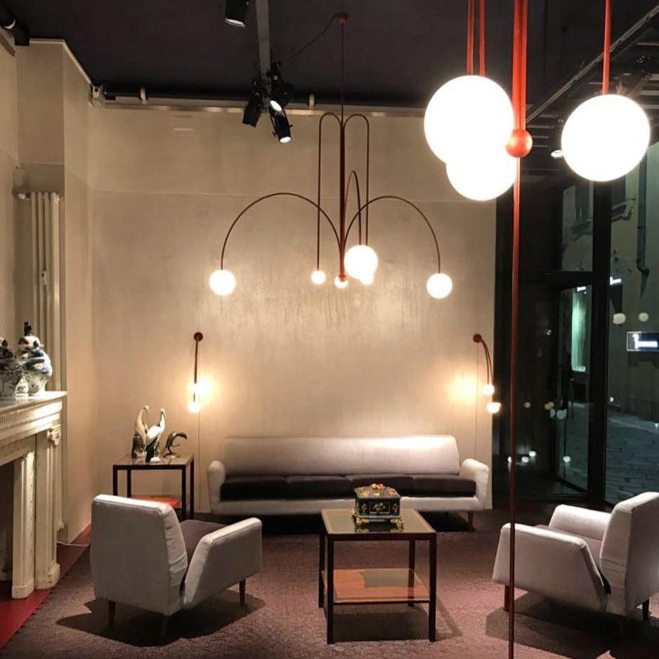 Lustra Chandelier Red Globe Modern - Letslighting