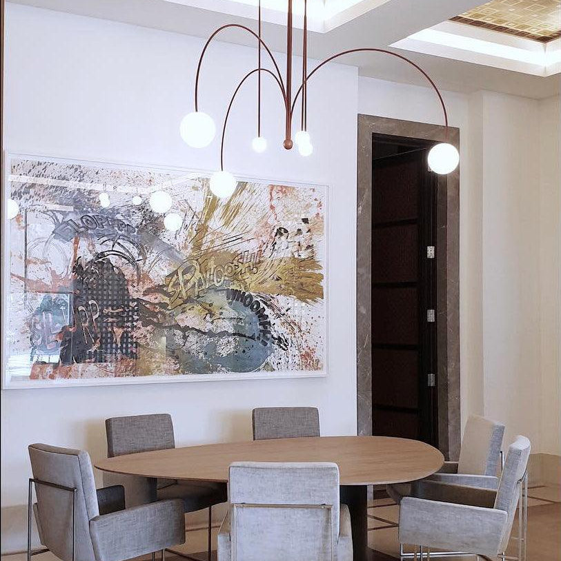 Lustra Chandelier Red Globe Modern - Letslighting