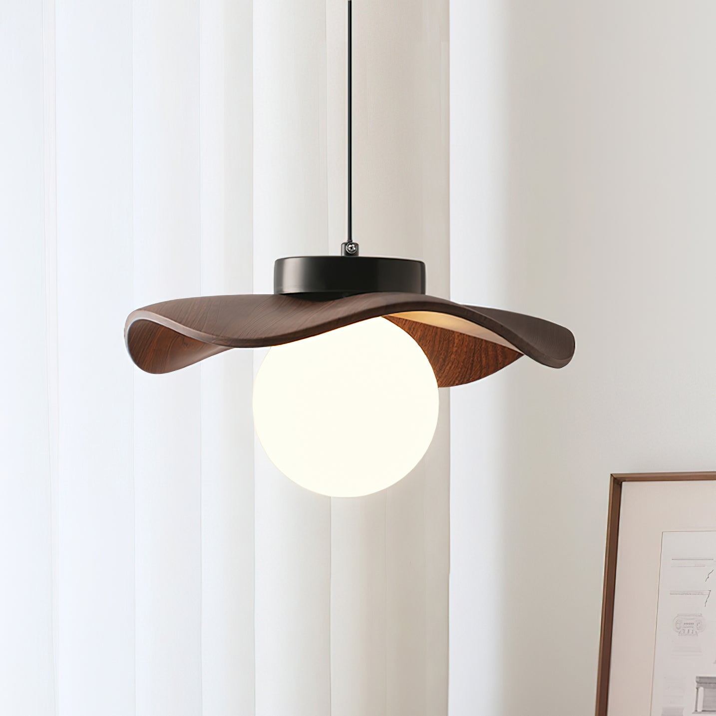 Pendant Lamp Glass and Wavy Shade Sculptural Minimalist Accent - Letslighting