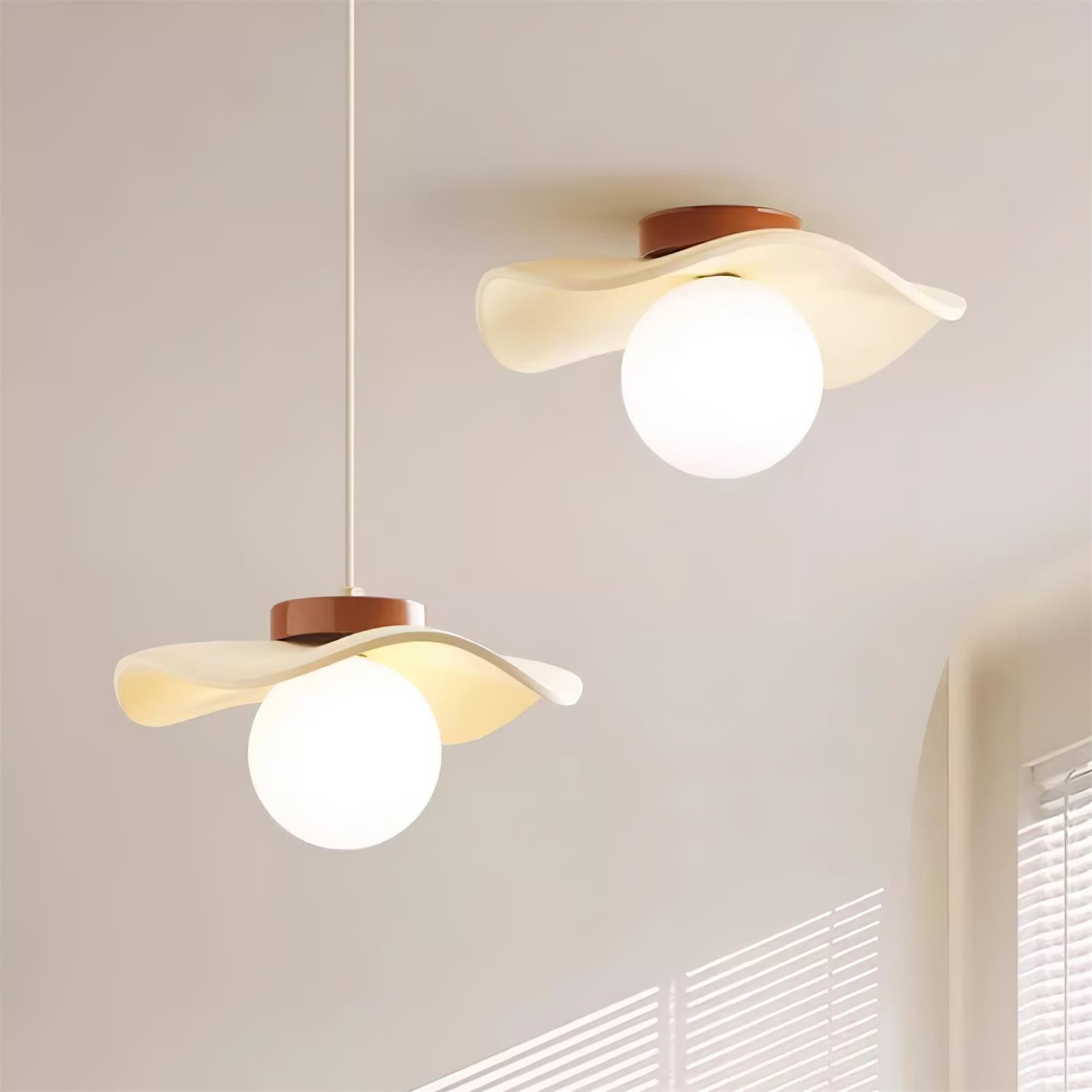 Pendant Lamp Glass and Wavy Shade Sculptural Minimalist Accent - Letslighting