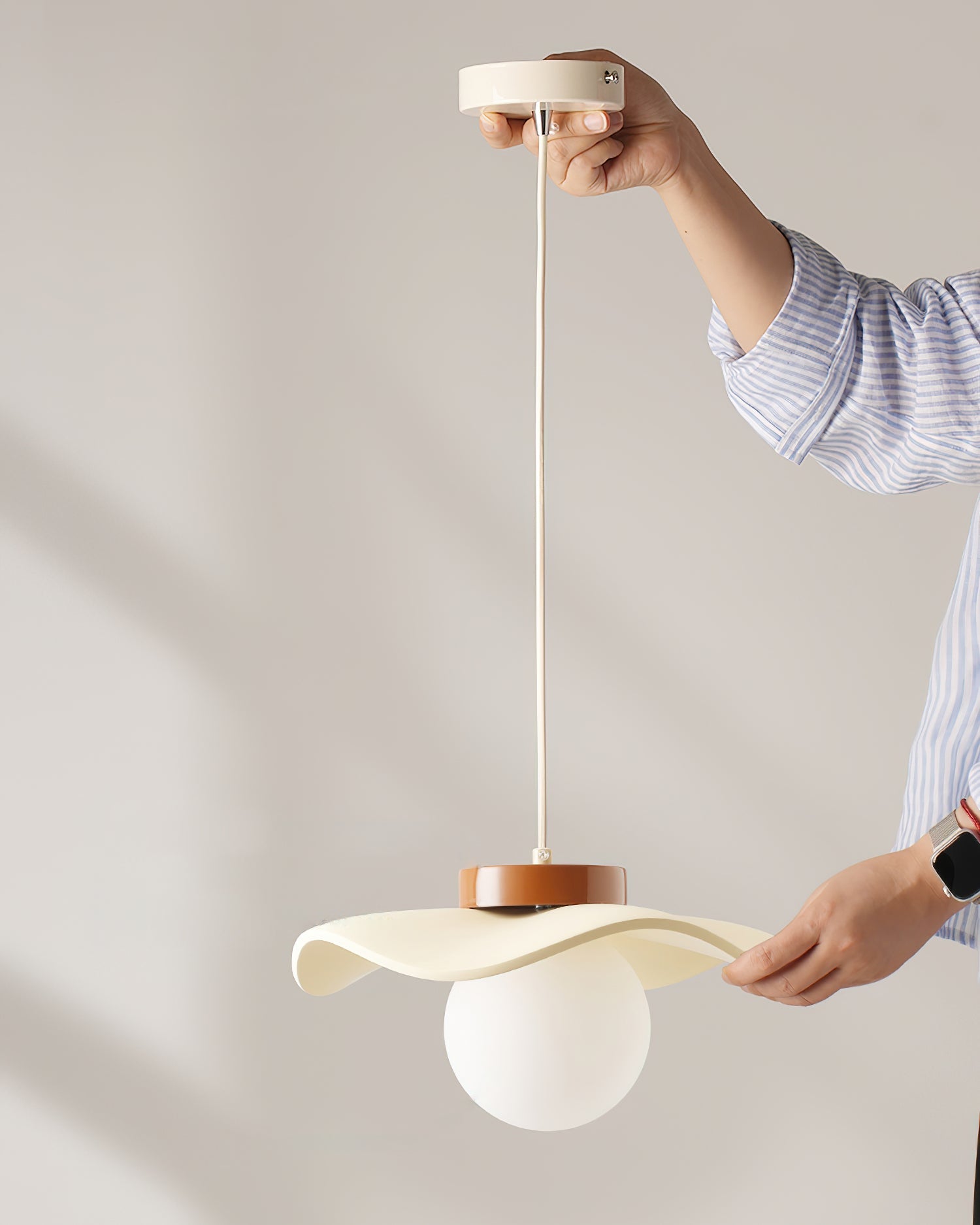 Pendant Lamp Glass and Wavy Shade Sculptural Minimalist Accent - Letslighting