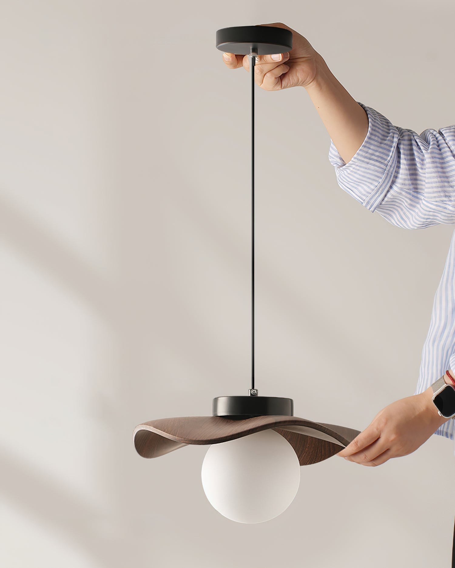 Pendant Lamp Glass and Wavy Shade Sculptural Minimalist Accent - Letslighting