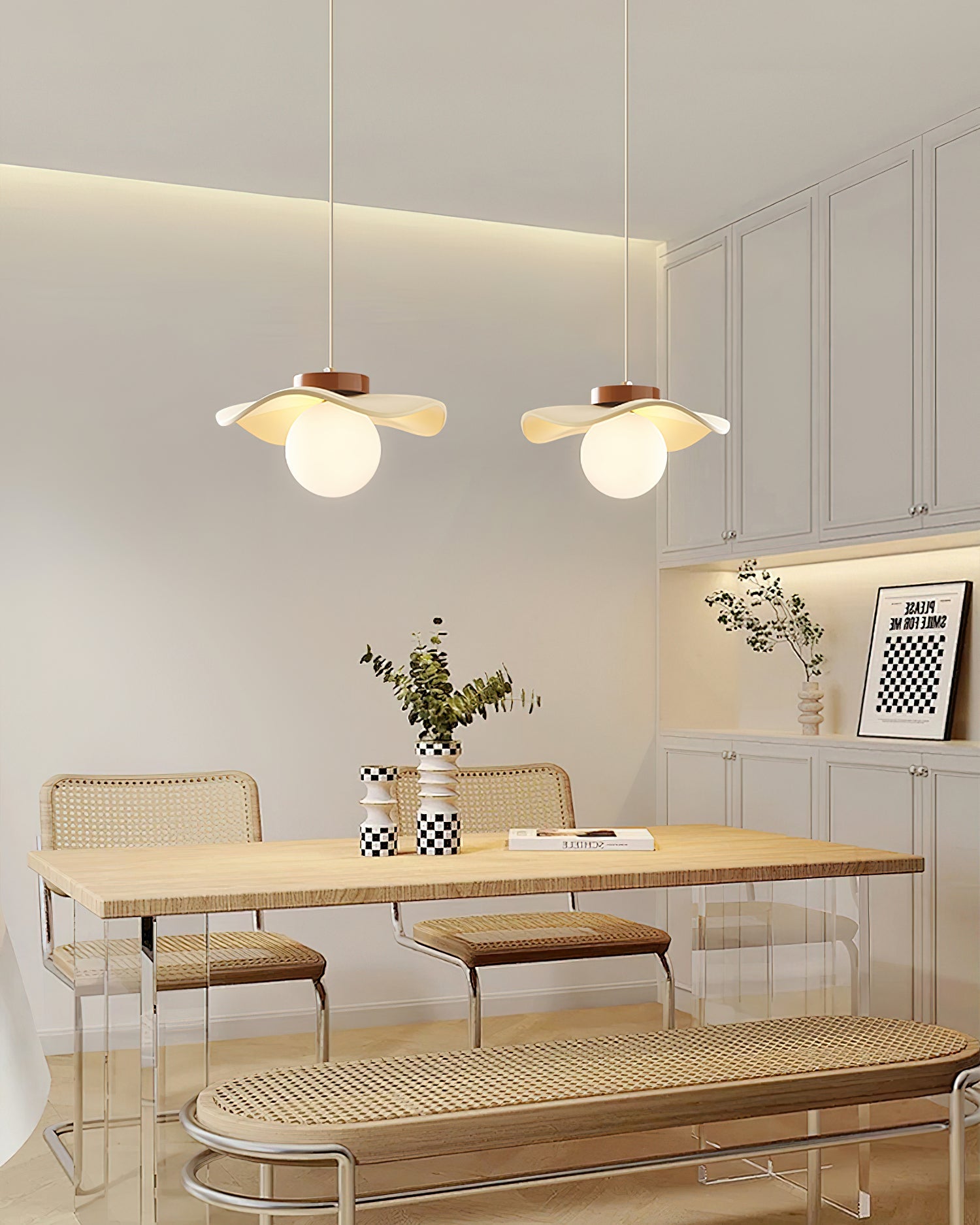 Pendant Lamp Glass and Wavy Shade Sculptural Minimalist Accent - Letslighting