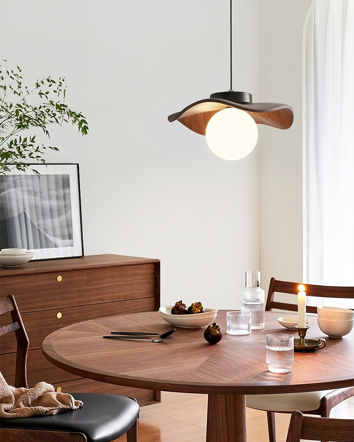 Pendant Lamp Glass and Wavy Shade Sculptural Minimalist Accent - Letslighting