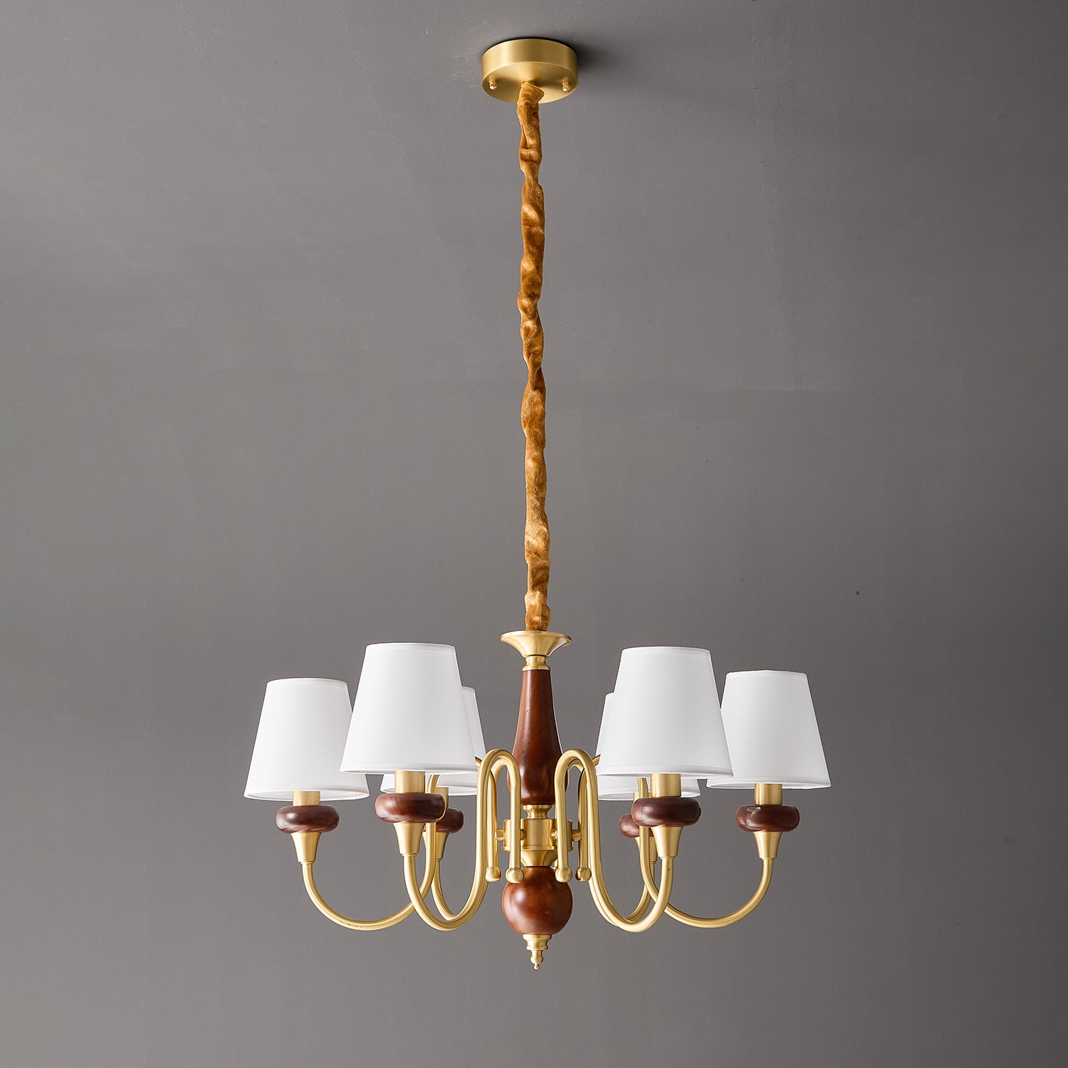Zovena Classic Elegance Vintage Fabric Wood Chandelier - Letslighting