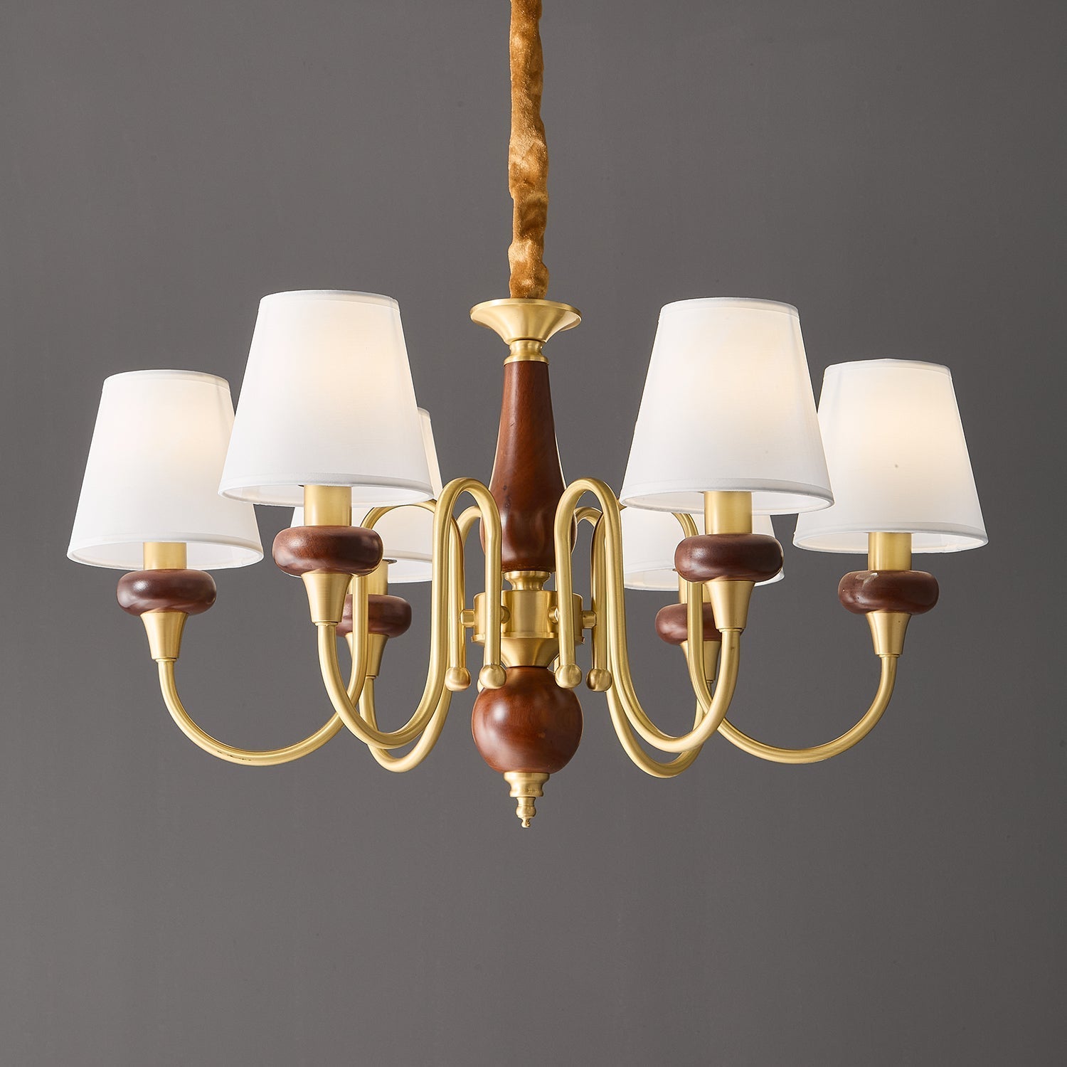 Zovena Classic Elegance Vintage Fabric Wood Chandelier - Letslighting