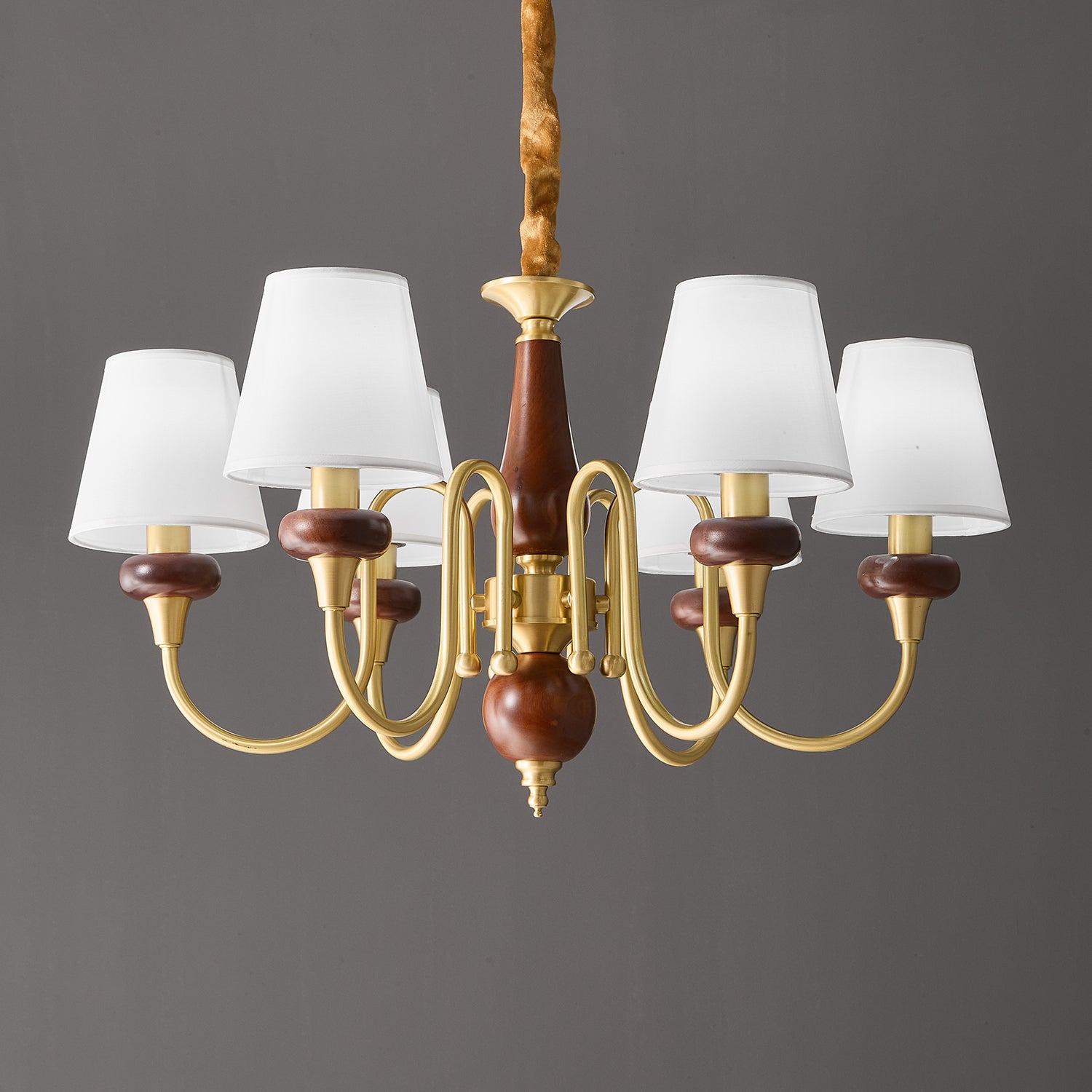 Zovena Classic Elegance Vintage Fabric Wood Chandelier - Letslighting