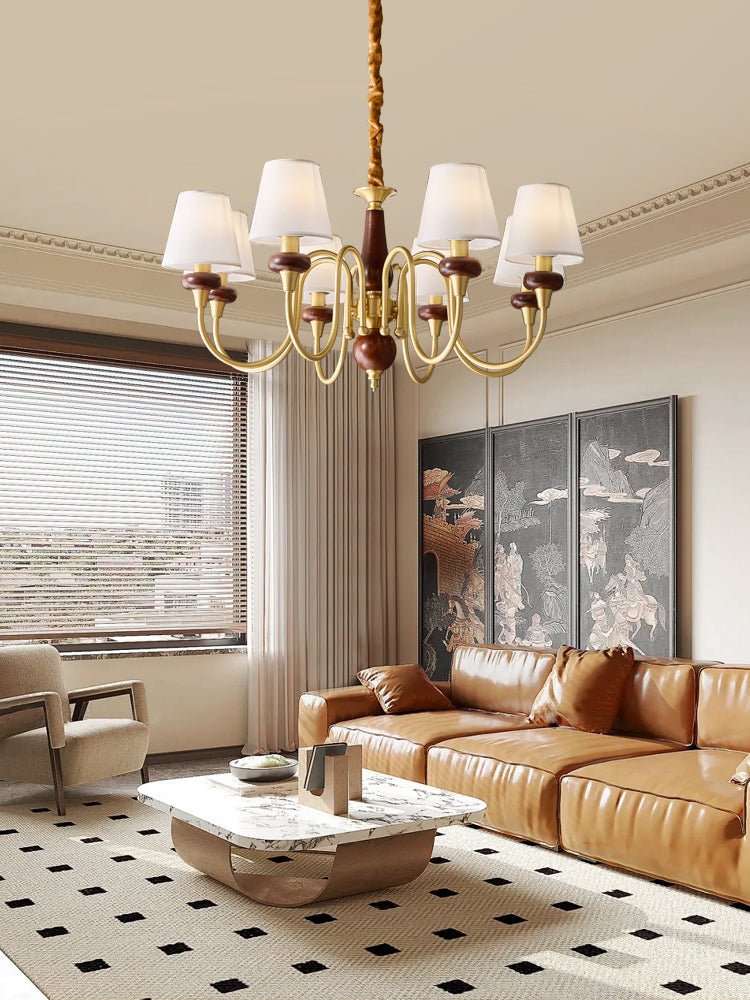 Zovena Classic Elegance Vintage Fabric Wood Chandelier - Letslighting