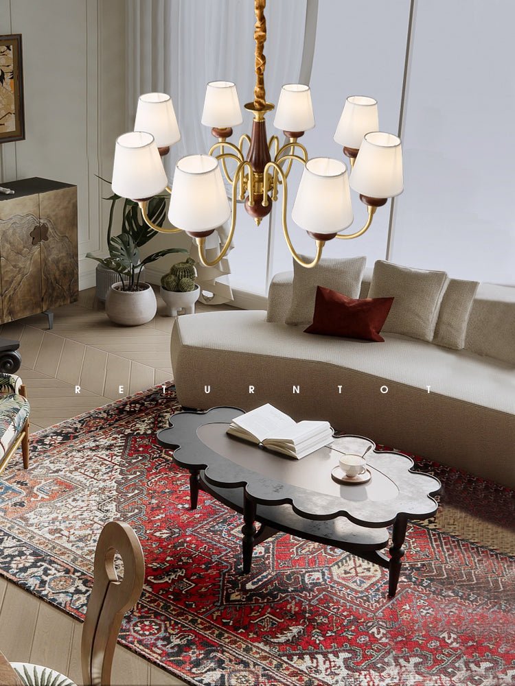 Zovena Classic Elegance Vintage Fabric Wood Chandelier - Letslighting
