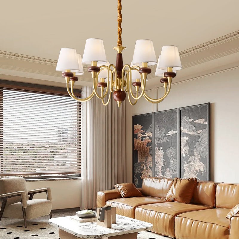 Zovena Classic Elegance Vintage Fabric Wood Chandelier - Letslighting