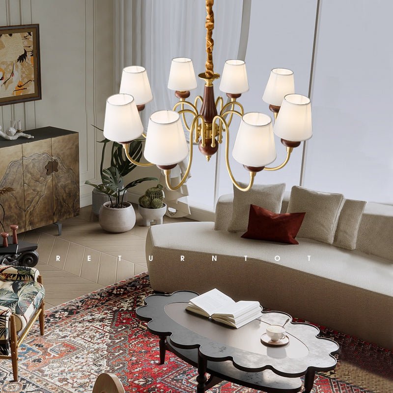 Zovena Classic Elegance Vintage Fabric Wood Chandelier - Letslighting