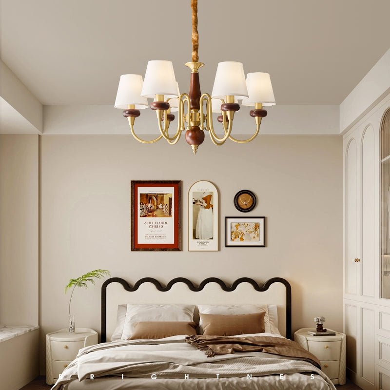 Zovena Classic Elegance Vintage Fabric Wood Chandelier - Letslighting