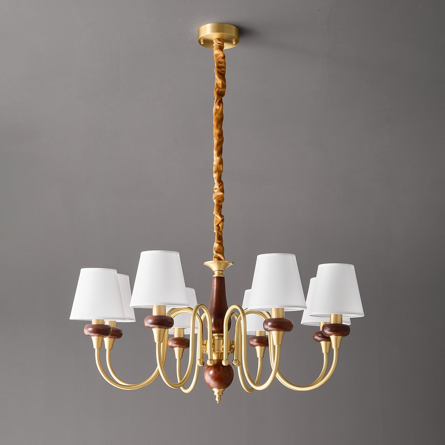 Zovena Classic Elegance Vintage Fabric Wood Chandelier - Letslighting