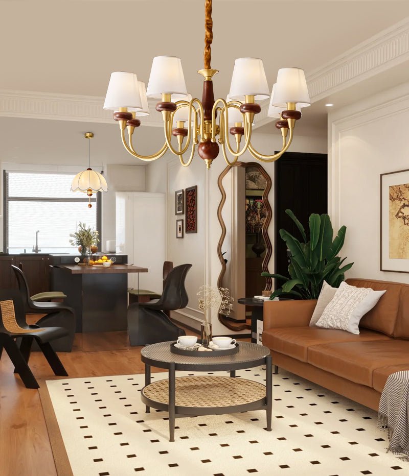 Zovena Classic Elegance Vintage Fabric Wood Chandelier - Letslighting